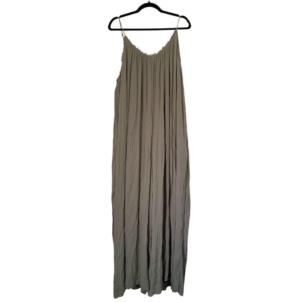 Veveret Jumpsuit Women S Olive Green Crinkle Wide Leg Boho Flowy Lagenlook Relax